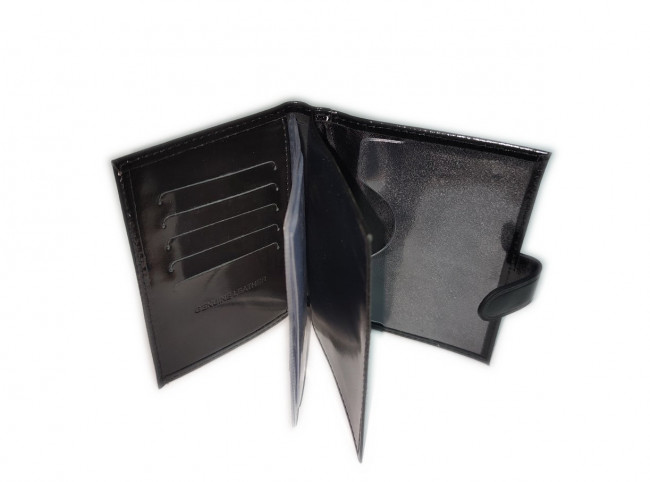 Обложка на автодокументы+паспорт  WENZER OFFiCE из натуральной кожи "спилок", с отделом для визиток, с кнопкой, черный