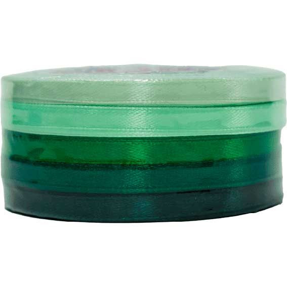 Набор лент декоративных атласных 6мм x 23м, ассорти зеленого цвета, 5шт, deVENTE Набор лент декоративных атласных 6мм x 23м, ассорти зеленого цвета, 5шт, deVENTE