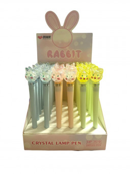 Ручка гелевая синяя 0,5мм Магистр "Rabbit.Crystal lamp" светящаяся, MP-2510 (36)