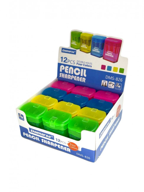 Точилка пластиковая двойная , ассорти 4 цвета, Daimarse/DMS826 (12) Точилка пластиковая двойная , ассорти 4 цвета, Daimarse/DMS826 (12)