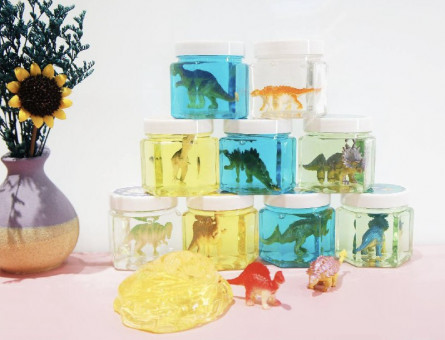 Слайм "Динозаврик"в банке, цвета-ассорти, Магистр/маг-7753 (12)