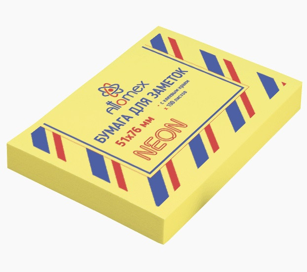 Клейкая бумага 51x76мм 100л. для заметок, офсет 75 г/м², неоновая желтая, Attomex/2010903 (12) Клейкая бумага 51x76мм 100л. для заметок, офсет 75 г/м², неоновая желтая, Attomex/2010903 (12)