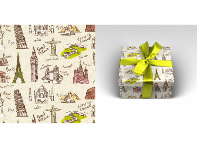 Optima Упаковочная бумага Время путешествовать (1 лист в рулоне, 70 х 100 см)  УБ-3644