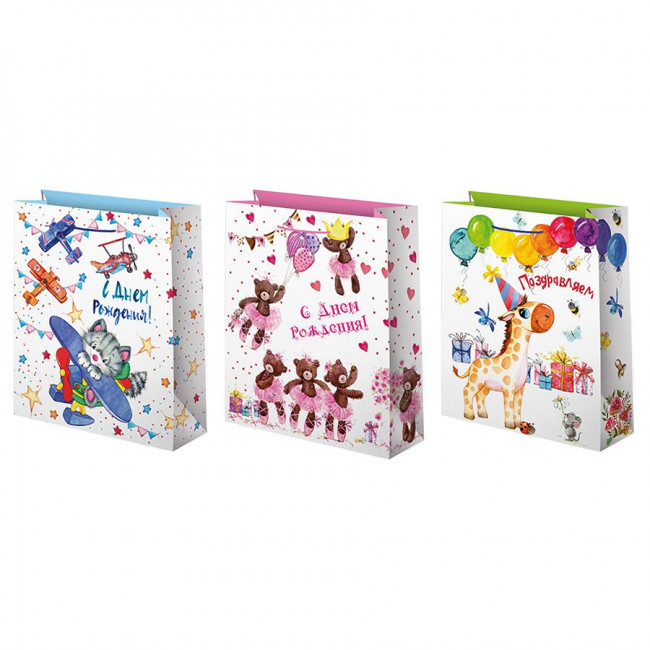 Пакет подарочный 33-45 лам.матовый микс "Детская", Микрос (12)