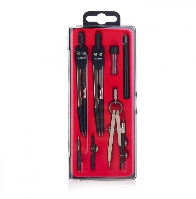 Готовальня, 7 предметов (циркуль, игла, циркуль- трансформер, циркуль- измеритель, грифель для циркуля в футляре, насадка на рейсфедер, держатель для рейсфедера), пластиковая упаковка с подвесом Готовальня, 7 предметов (циркуль, игла, циркуль- трансформер, циркуль- измеритель, грифель для циркуля в футляре, насадка на рейсфедер, держатель для рейсфедера), пластиковая упаковка с подвесом