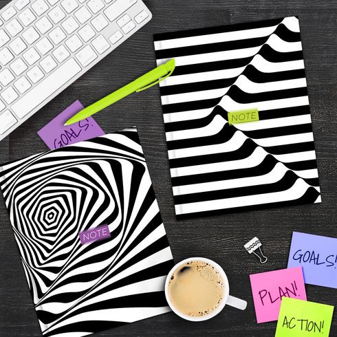 Бизнес-блокнот А5 переплёт твёрдый 80л. индивид.блок:клетка "Illusion waves" ламинация глянцевая (ассорти) BG (24/12)