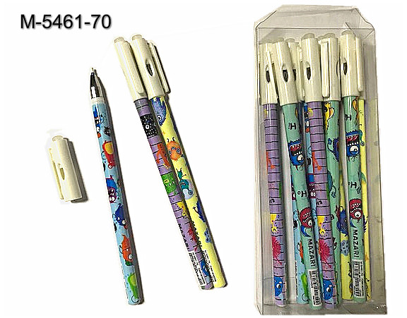 Ручка гелевая со стираемыми чернилами FUNNY MONSTERS, СИНЯЯ, игольчатый пиш. узел 0.5мм, термочувствительные чернила, корпус пластиковый цветной, сменный стержень 128 мм, ПВХ-упаковка