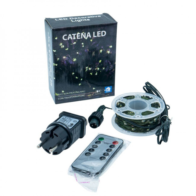 Электрическая гирлянда 500 лампочек, 50м, "Роса" светодиодная, многоцветная с пультом, Микрос/ч56426