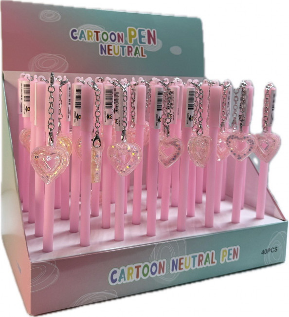 Гелевая ручка 0,38мм с брелком "Сердце со звездочками", MAG-2209943 (40)