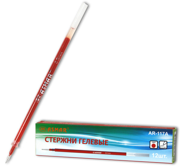 Стержень гелевый красный 0,5мм, игольчатый, Asmar (12) Стержень гелевый красный 0,5мм, игольчатый, Asmar (12)