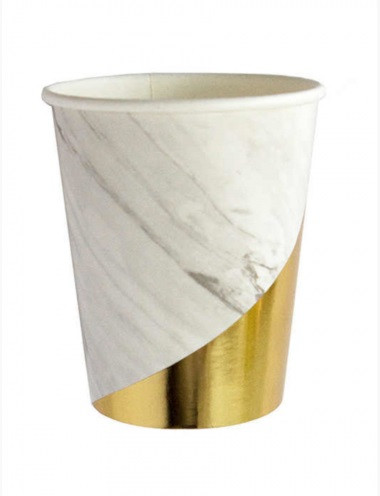 Бумажные стаканы  с тиснением Стильный мрамор, 250 мл, 6 шт ФЛ-2804