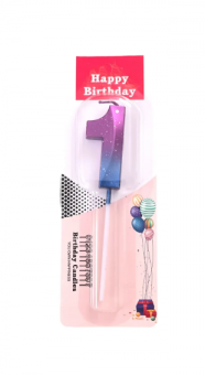 Свеча для торта "Цифра 1" фиолетово-голубая, Магистр/MAG-фг221321-1 (50)