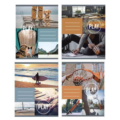 Тетрадь общая А5 скоба 96л. одна линия "Play" (ассорти) BG (4/32)