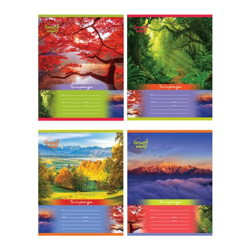 Тетрадь школьная А5 скоба 12л. клетка "Цвета природы" (ассорти) 20/240