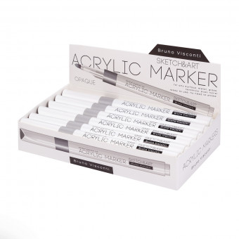 Маркер акриловый 1-3мм "Sketch&Art", цвет письма серебряный, BV/22-0131 (12)