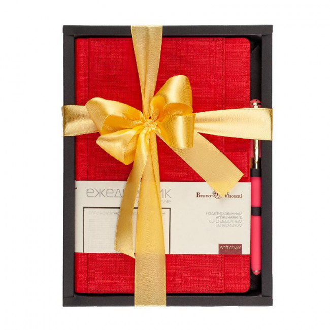 Подарочный набор: недатированный ежедневник А5 "Marseille"+ ручка «Monaco», красный, BV/3-215/03-2