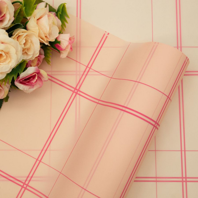 Пленка матовая 60мкр, 58х10м, ", клетка, розовая, Микрос/ч34839