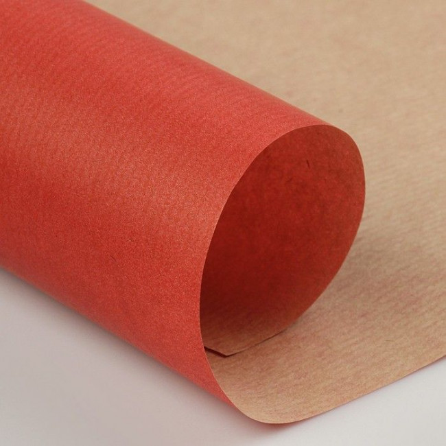 Бумага подарочная в рулоне (крафт) "Красная"