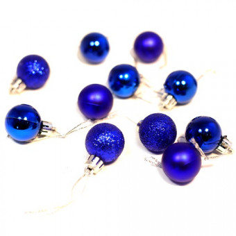 Елочное украшение шар синий (глиттер, глянец, матовый) d=3 см (12 шт./уп.)