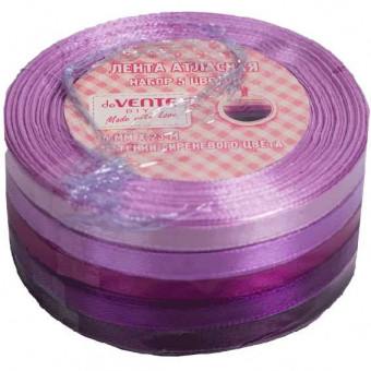 Набор лент декоративных атласных 6мм x 23м, ассорти сиреневого цвета, 5шт, deVENTE Набор лент декоративных атласных 6мм x 23м, ассорти сиреневого цвета, 5шт, deVENTE