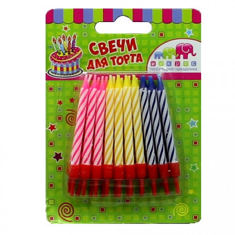 Свечи для торта " Полосы", 5 см с держателями, цвет ассорти, Микрос/Ч02507 (20) Свечи для торта " Полосы", 5 см с держателями, цвет ассорти, Микрос/Ч02507 (20)