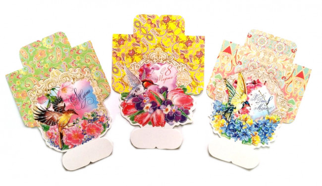 Открытка С 8 Марта "Райские птички " (ассорти)