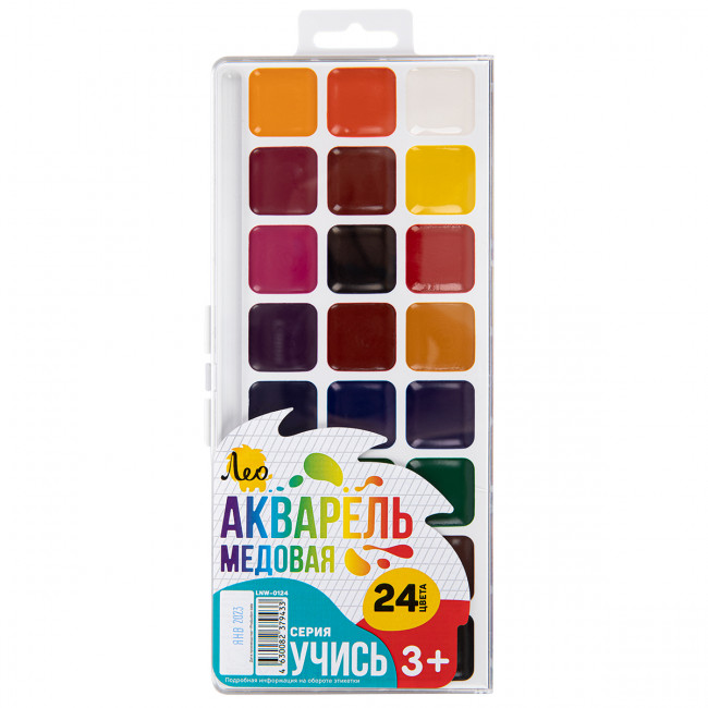 Краска акварель 24цв медовые, без кисти, Учись Лео/LNW-0124 (12) Краска акварель 24цв медовые, без кисти, Учись Лео/LNW-0124 (12)