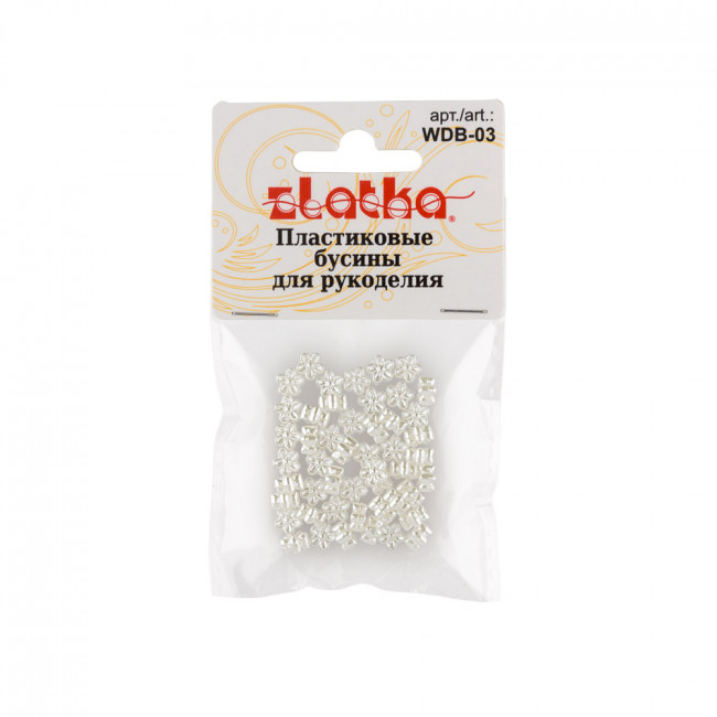 Бусина "Zlatka" пластик WDB-03 6 x 6 мм 50 шт №01 цветок под жемчуг Бусина "Zlatka" пластик WDB-03 6 x 6 мм 50 шт №01 цветок под жемчуг