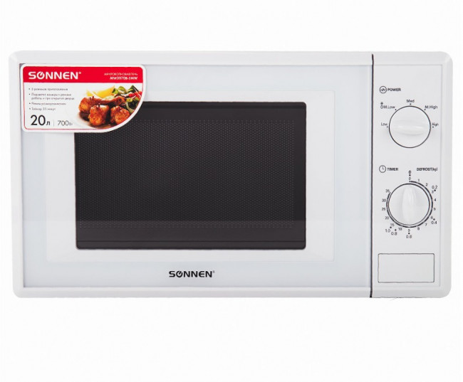 Микроволновая печь SONNEN MW2070B-5MW, 20 л, 700 Вт, таймер, механическое управление, белая, 454654 Микроволновая печь SONNEN MW2070B-5MW, 20 л, 700 Вт, таймер, механическое управление, белая, 454654