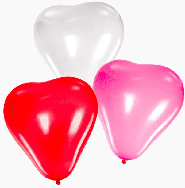 Шар воздушный в форме сердца "Heart" 25см, красный, розовый, белый/ deVENTE 9061110 (50)
