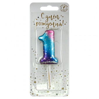 Свеча тортовая цифра 1 "Космос", Микрос/В6641 (30)