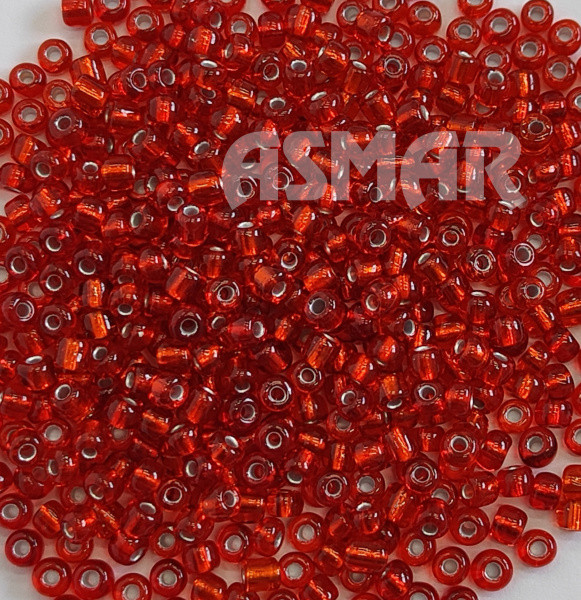 Бисер "ASMAR" размер №6, вес: 50 г, красный, внутреннее серебрение