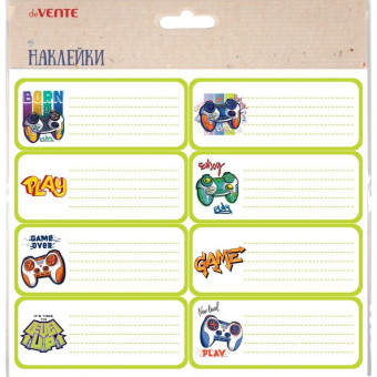 Набор наклеек для тетрадей "deVENTE. Level Up Game" 40x96 мм, 8 шт, в пластиковом пакете с блистерным подвесом Набор наклеек для тетрадей "deVENTE. Level Up Game" 40x96 мм, 8 шт, в пластиковом пакете с блистерным подвесом