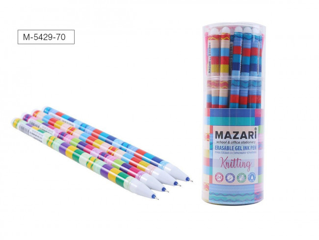 Ручка гелевая со стираемыми чернилами KNITTING, СИНЯЯ, игольчатый пиш.узел 0.5мм, термочувствительные чернила, корпус пластиковый цветной, сменный стержень 128 мм, туба