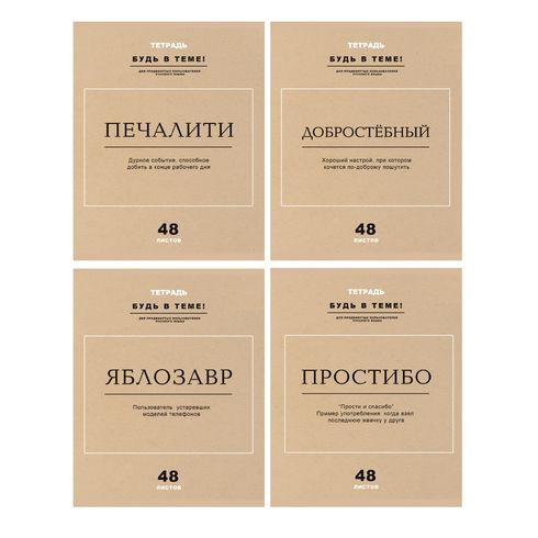 Тетрадь общая А5 скоба 48л. клетка "Продвинутый русский" ламинация матовая (ассорти) BG (4/56)