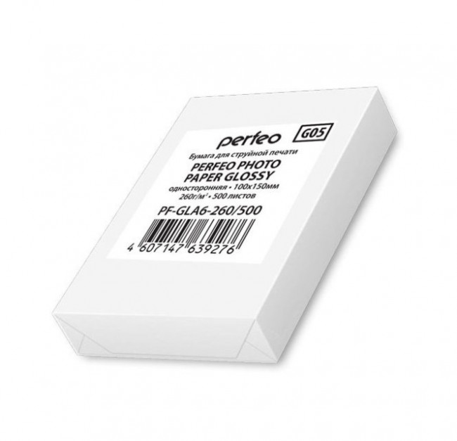 Фотобумага 10х15 260 г/м2 глянцевая 500л (PF-GLA6-260/500) (G05) Perfeo (8) Фотобумага 10х15 260 г/м2 глянцевая 500л (PF-GLA6-260/500) (G05) Perfeo (8)