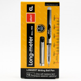Ручка шариковая черная 0,5мм "LONG-METER" на масляной основе, пиш.резерв 10км, ET-8048-12 (12/72)