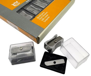 Точилка DM-336 Металлическая, 1 отделение, без накопителя, в пластиковом футляре с доп. лезвием, 2.5х1.3см, в к/кор, №055 (20/2880)