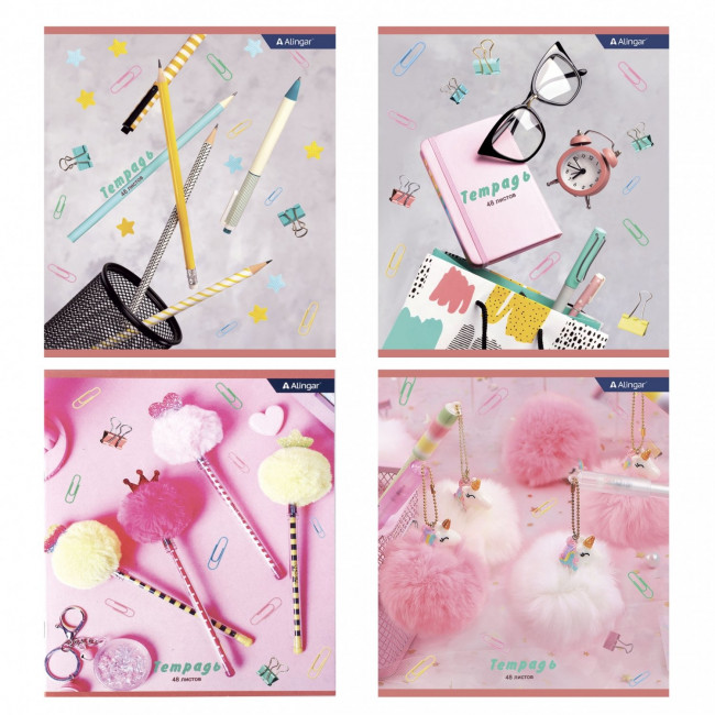 Тетрадь 48 клетка "Офисные мелочи", 7БЦ, скрепка, AL7954 (8/96)