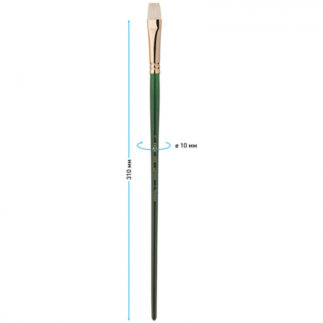 Кисть художественная щетина Гамма "Пейзаж", плоская, укороченный ворс №7, длинная ручка