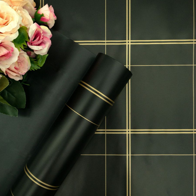 Пленка матовая 60мкр, 58х10м, ", клетка, черная, Микрос/ч34842