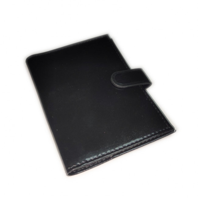 Обложка на автодокументы WENZER OFFiCE из натуральной кожи "спилок", с отделом для визиток, с кнопкой, чёрный