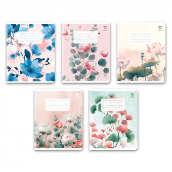 Тетрадь 12 линия Магистр"Цветочный узор", белизна 100% (5 дизайнов ассорти) (25/250)