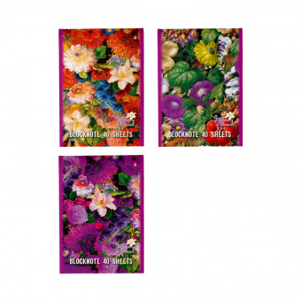 Блокнот А5 40л клетка "Цветы", 3 вида ассорти, BV/3-40-300 (50)