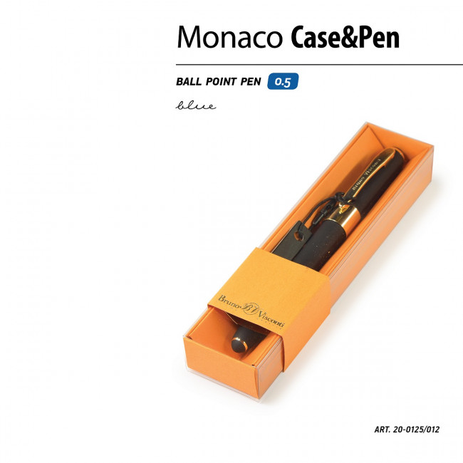 Ручка автоматическая 0,5мм синяя "Monaco" в футляре, черный корпус, BV/20-0125/012