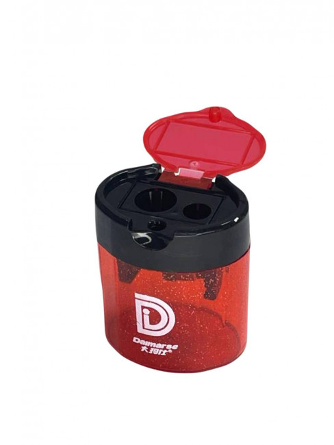 Точилка пластиковая двойная, овальный контейнер, ассорти 3 цвета, Daimarse/DMS162 (24)