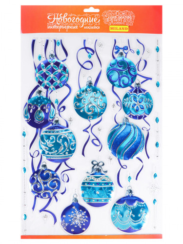 Интерьерная наклейка "Большой набор ёлочных игрушек" 41x29см НУ-9261