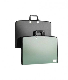 Папка A3 для чертежей и рисунков 590*460*50, пластиковая, на молнии с трех сторон, с внутренним карманом, с внутренними удерживающими резинками, Cobest/F6121