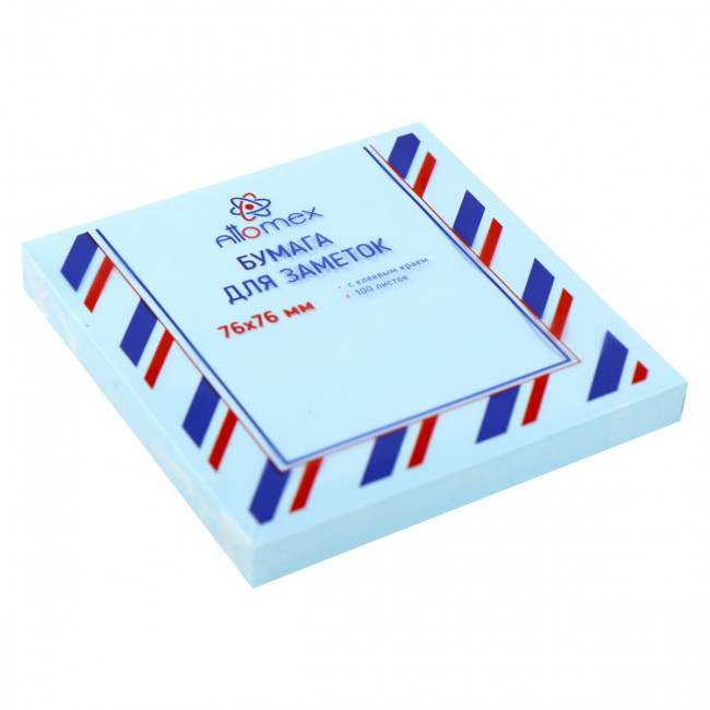 Клейкая бумага 76x76мм 100л. для заметок, офсет 75 г/м², голубая, Attomex/2010710 (12)