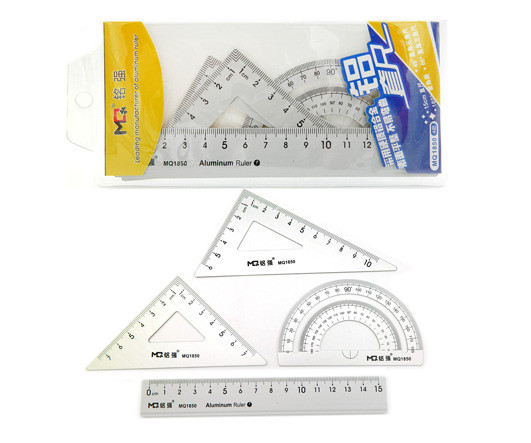 Линейки  набор CO-6/CH-8 алюминиевые (линейка 15см, транспортир, 2 угольника) в чехле ПВХ на кнопке MQ1850 (2/36/432) Линейки  набор CO-6/CH-8 алюминиевые (линейка 15см, транспортир, 2 угольника) в чехле ПВХ на кнопке MQ1850 (2/36/432)